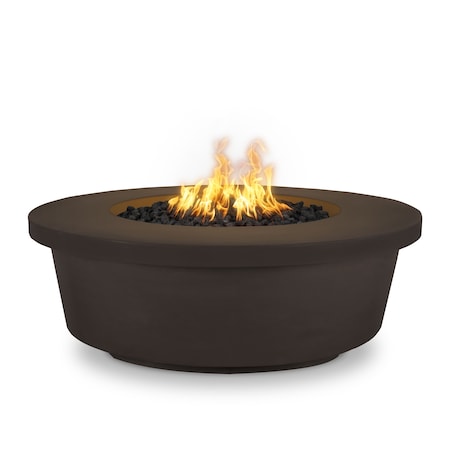 The Outdoor Plus 48 Round Tempe Fire Pit, GFRC Concrete, Chocolate, Plug & Play Electronic Ignition, Liquid Propane OPT-TEM48EKIT-CHC-LP